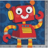 16 Petites Serviettes Robot Party
