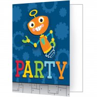8 invitations Robot Party