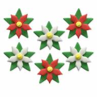 6 D�cors en Sucre - Roses de No�l (3 cm)