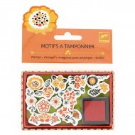 12 Mini tampons Fleurs + Encre rouge