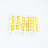 12 Bougies Pois et Rayures - Jaune et Blanc