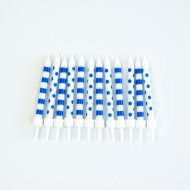 12 Bougies Pois et Rayures - Bleu