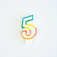 Bougie Chiffre 5 Rainbow Glitter