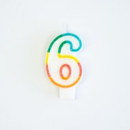 Bougie Chiffre 6 Rainbow Glitter