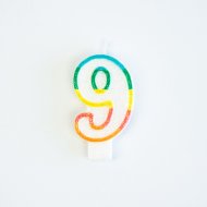 Bougie Chiffre 9 Rainbow Glitter