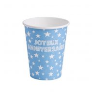 10 Gobelets Joyeux Anniversaire Bleu