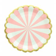 8 Assiettes Kermess - Rayures Rose