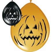 Lot de 8 ballons Halloween Pumpkin noir/orange