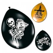 Lot de 8 ballons Halloween Orange/Noir