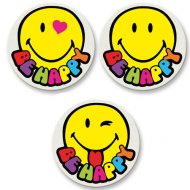 Plaquette ronde Smiley masse de sucre