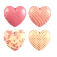 4 Coeurs 3D Harmonie Rose (3 cm) - Chocolat Blanc