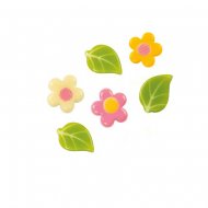 6 Mini Feuilles/Fleurs � plat (1,5 et 2 cm) - Chocolat Blanc