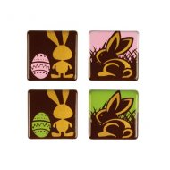 4 Carr�s Lapins de P�ques (2,7 cm) - Chocolat Noir