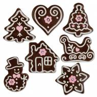 7 D�cors de No�l Rose (3 cm) - Chocolat Noir