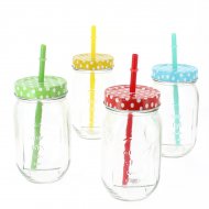 4 Bocaux en Verre avec Pailles