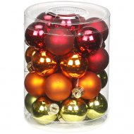 28 Mini Boules Rouge/Vert/Orange (3 cm) - Verre
