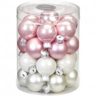 28 Mini Boules Harmonie Rose glac� (3 cm) - Verre