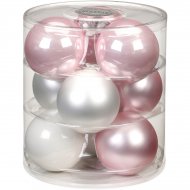 9 Boules Maxi Harmonie Rose glac� (9 cm) - Verre