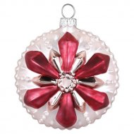 Boule Bijou Rose Fleur Flocon (8 cm) - Verre