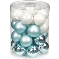 28 Mini Boules Harmonie Bleu givr� (3 cm) - Verre