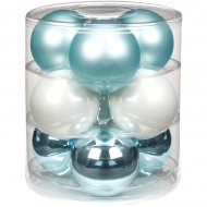 9 Boules Maxi Harmonie Bleu givr� (9 cm) - Verre