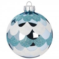 Boule No�l Givr� Bleu N�2 (8 cm) - Verre