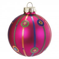 Boule No�l Fantaisie Rose  N�2 (6 cm) - Verre