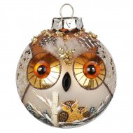 Boule Hibou Star (8 cm) - Verre et plumes
