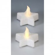 2 Bougies LED Etoile Blanche Glitter (6 cm)