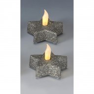2 Bougie LED Etoile Argent Glitter (6 cm)