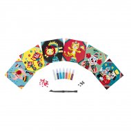 6 Cartes Paillettes Cirque + Valisette m�tal