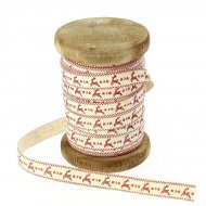 Ruban Coton Beige � Rennes Rouges N�1