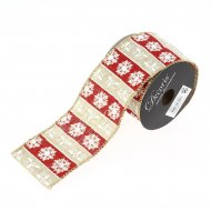 Ruban Large tiss� Rayures Rouges Flocons N�1