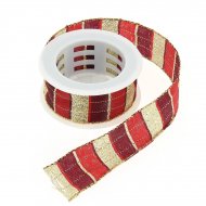 Ruban Rouge Rayures Or N�6