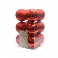12 Boules No�l Rouge Mat/Miroir (5,5 cm) - Plastique
