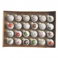 24 Mini Boules de l'Avent Blanc (3 cm) - Verre