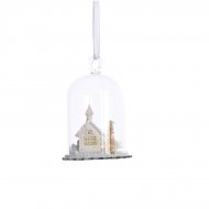 Suspension Eglise et Sapin sous Cloche (10 cm) - Verre
