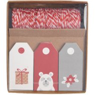 Kit Etiquettes Cadeaux Rouge/Blanc/Gris