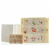 Kit Calendrier de L'Avent DIY Animaux - Sachets, Pinces et Stickers
