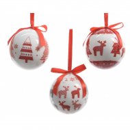 7 Boules No�l Renne et Sapin (7,5 cm) + Bo�te