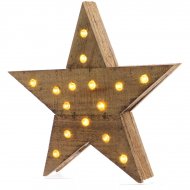 Etoile Lumineuse Rustique 15 LED (30 cm) - Bois