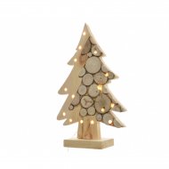 Sapin lumineux 15 LED avec Timer (30 cm) - Bois