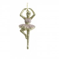 Suspension Ballerine debout Or/Rose Glitter (12 cm)