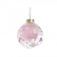 3 Boules No�l Plumes Roses Filaments Etoiles (8 cm) - Plastique