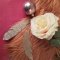 6 Suspensions Plumes Rose Glitter (12,5 cm) - Plastique images:#1
