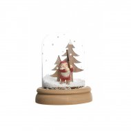 D�co P�re No�l Etoile sous Cloche (11 cm) - Verre/Bois