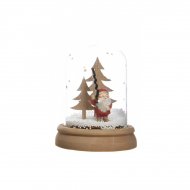 D�co P�re No�l Sapin sous Cloche (11 cm) - Verre/Bois