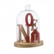 Grande D�co No�l Rouge Sous Cloche (26 cm) - Verre/Bois