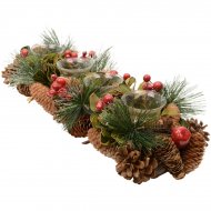 D�cor de l'Avent Rectangulaire Baies 4 Photophores (47 cm)