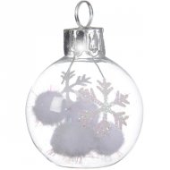 6 Minis Boules No�l Pompons Flocons (4 cm) - Verre